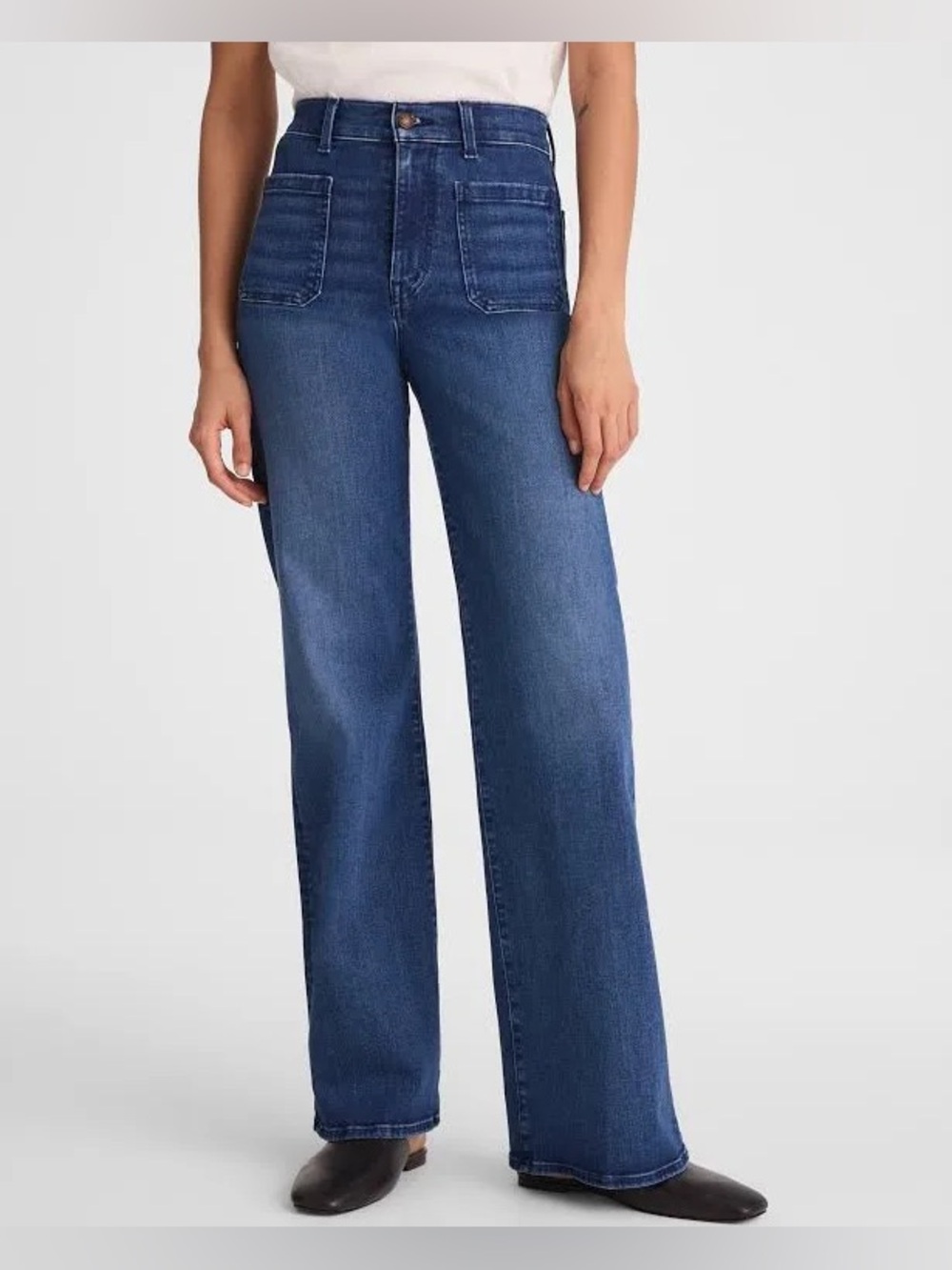 Madewell High-Rise Wide-Leg Jeans in Dark Blue Denim